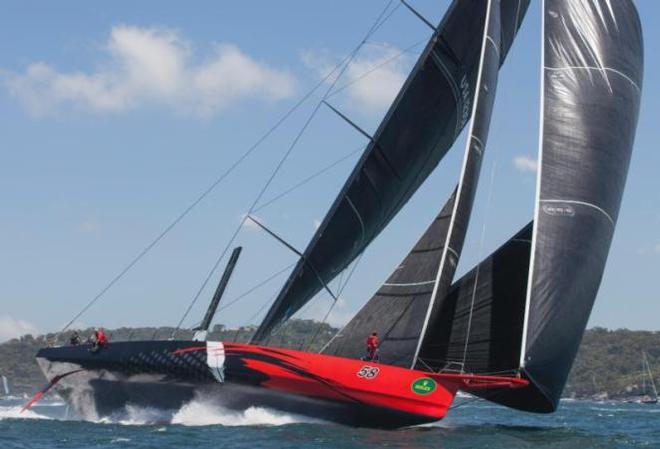 Comanche set an unofficial record for the the fastest boat past the first turning mark in the 2014 Rolex Sydney Hobart Race and was second across the line in Hobart ©  Rolex/Daniel Forster http://www.regattanews.com